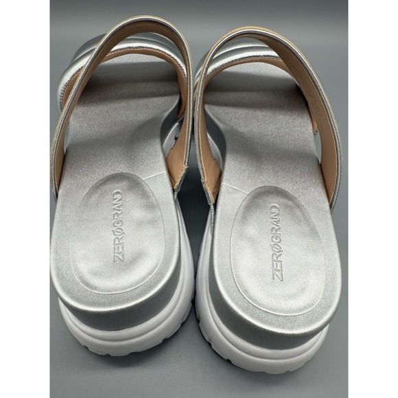 Cole Haan‎ Silver Double Band Slide Sandals Women's Size 8.5B Comfort Casual - Picture 7 of 13
